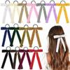 5Pcs Velvet Cheer Bow Large Big Bow Hair Ring Knotted Cheer Bow Women Ponytail Hair Ties Solid Color Rubber Band Hair Accessorie