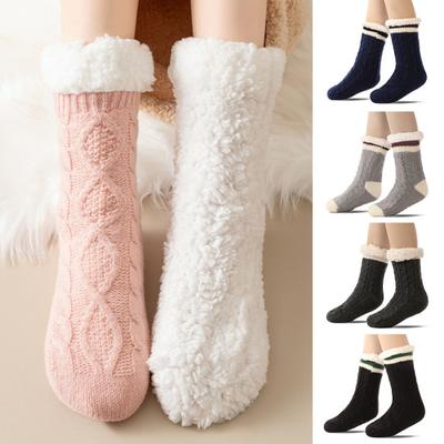 1 Pair Non-Slip Slipper Socks Ultra-Thick Cashmere Home Sleeping Socks Winter Slipper Socks