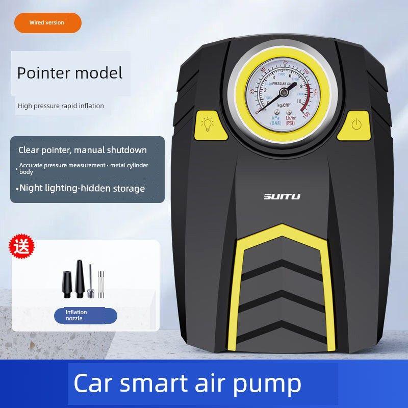 Car-Mounted Portable Car Air Pump, Emergency Tire Digital Display, Car-Mounted Air Pump, Intelligent Tire Pressure Measuring Pump Pointer model