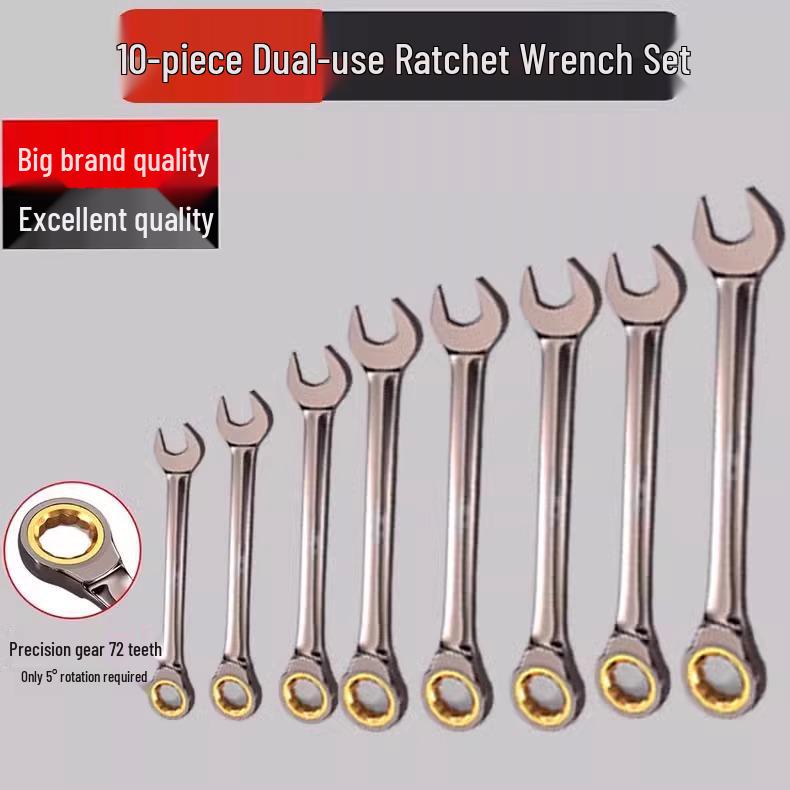 Gantuo 13mm Reversible Ratchet Wrench Set - Dual Open & Box End for Auto Repair