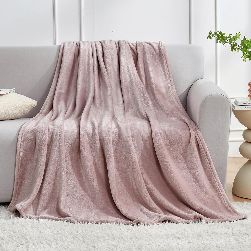 Hansleep Single Summer Soft and Suitable for All Seasons Smoky Blanket, 130x165cm, Microfiber, Comfortable, Washable, Anti-Static, (130x165cm, Pink)