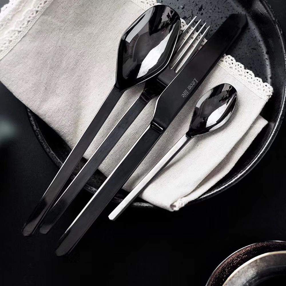 

4pcs Tableware INS Style Dessert Knife Fork and Spoon Lyon Arthur Golden Nordic Style Home Knife and Fork Set Dessert Tableware чёрный