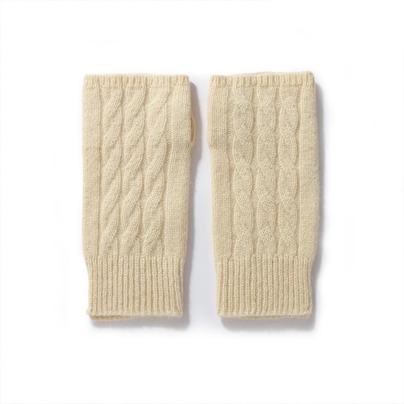 Pure Wool Knit Mittens Autumn Winter Fingerless Gloves Cable Seamless Comfy Warm 100 Wool Thumb Hole Mitts Unisex