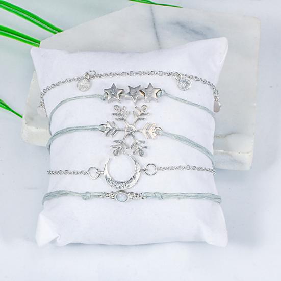 5Pcs/Set Fashion Women Snowflake Moon Star Alloy Bracelet Bangle Jewelry Gift