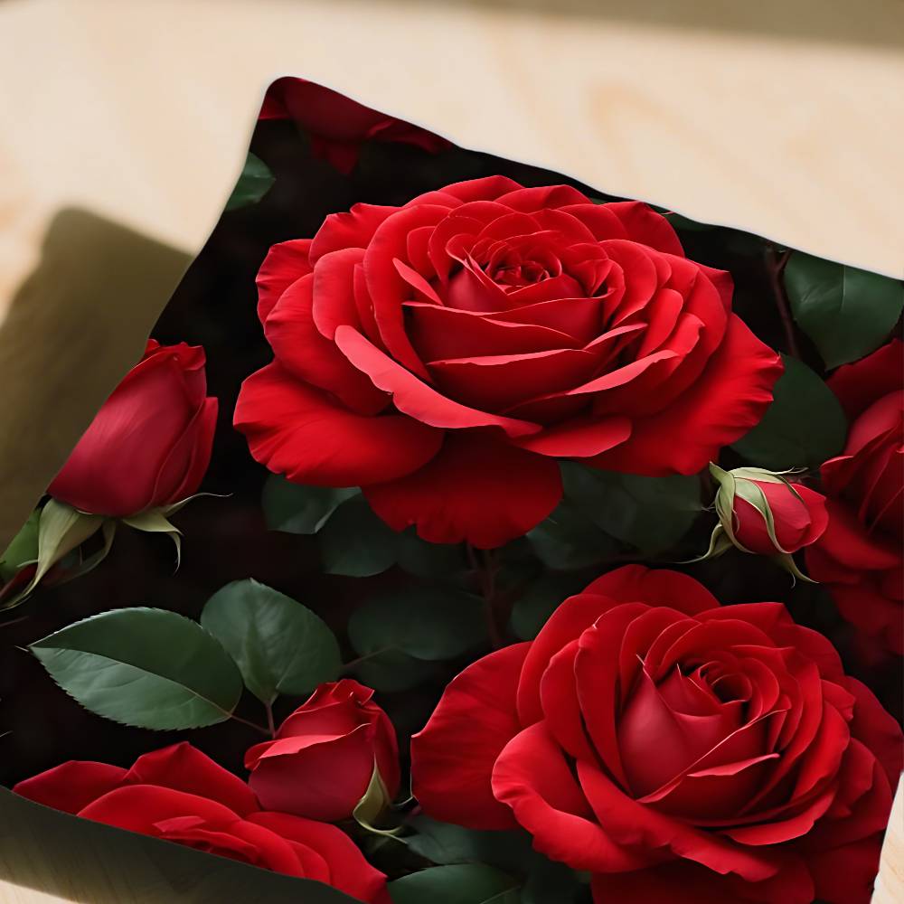 Red Rose Flowers Pillow Case Throw Pillow Cover Nordic Vintage Style Cushion Covers Home Living Room Sofa Couch Seat Decor