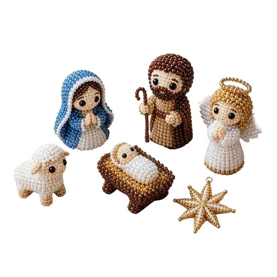 1 Set DIY Nativity Scene Beading Kit Birth of Jesus Art Craft Kit