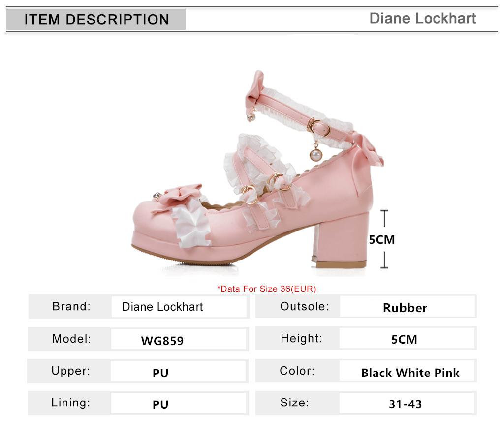 Fashion 2025 Women High Heels Cross Strap Mary Jane Pumps Party Wedding White Pink Black Ruffles Bow Princess Cosplay Lolita Shoes 31-43
