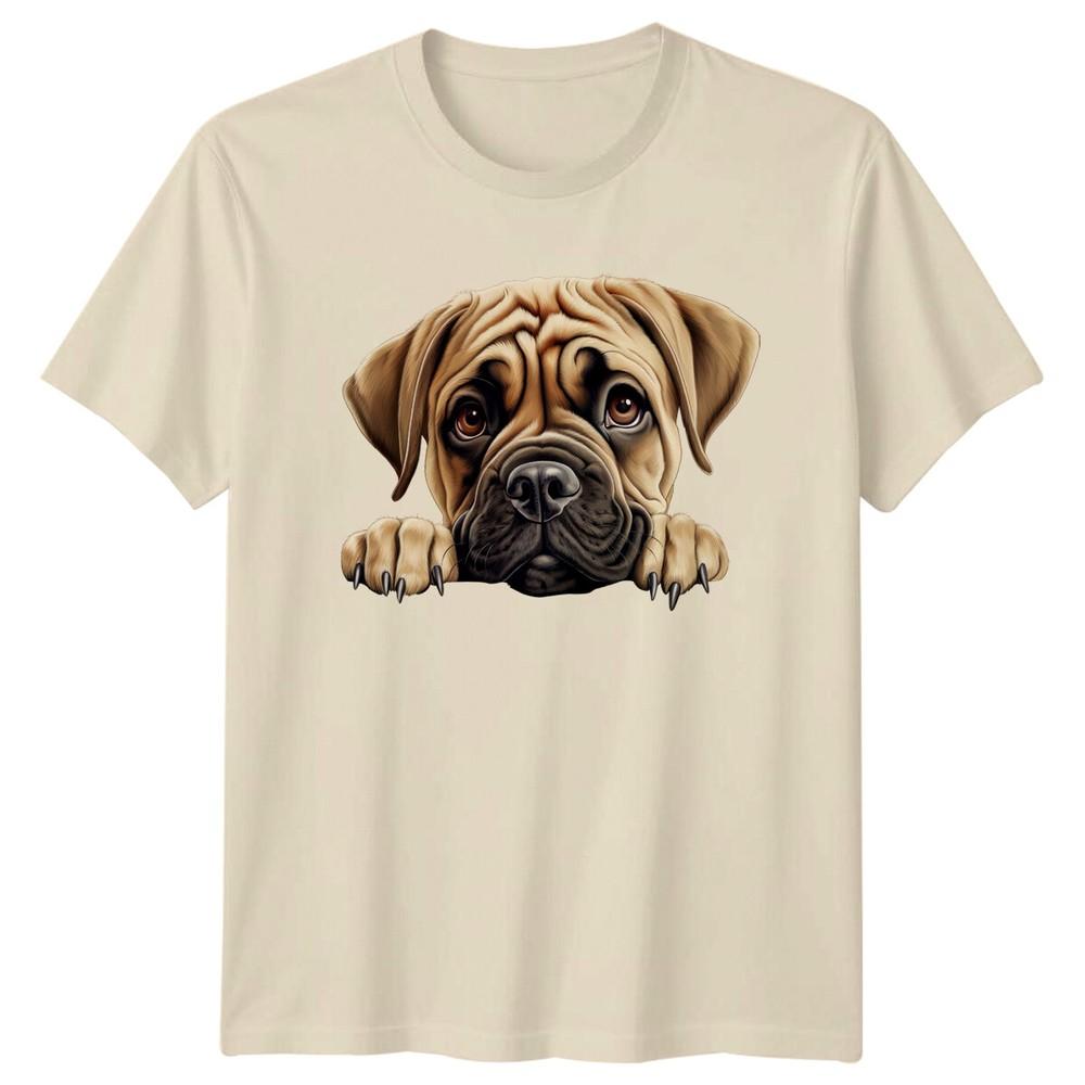 Cute Dog Breed Bullmastiff Puppy Peeking Funny Graphic TShirt