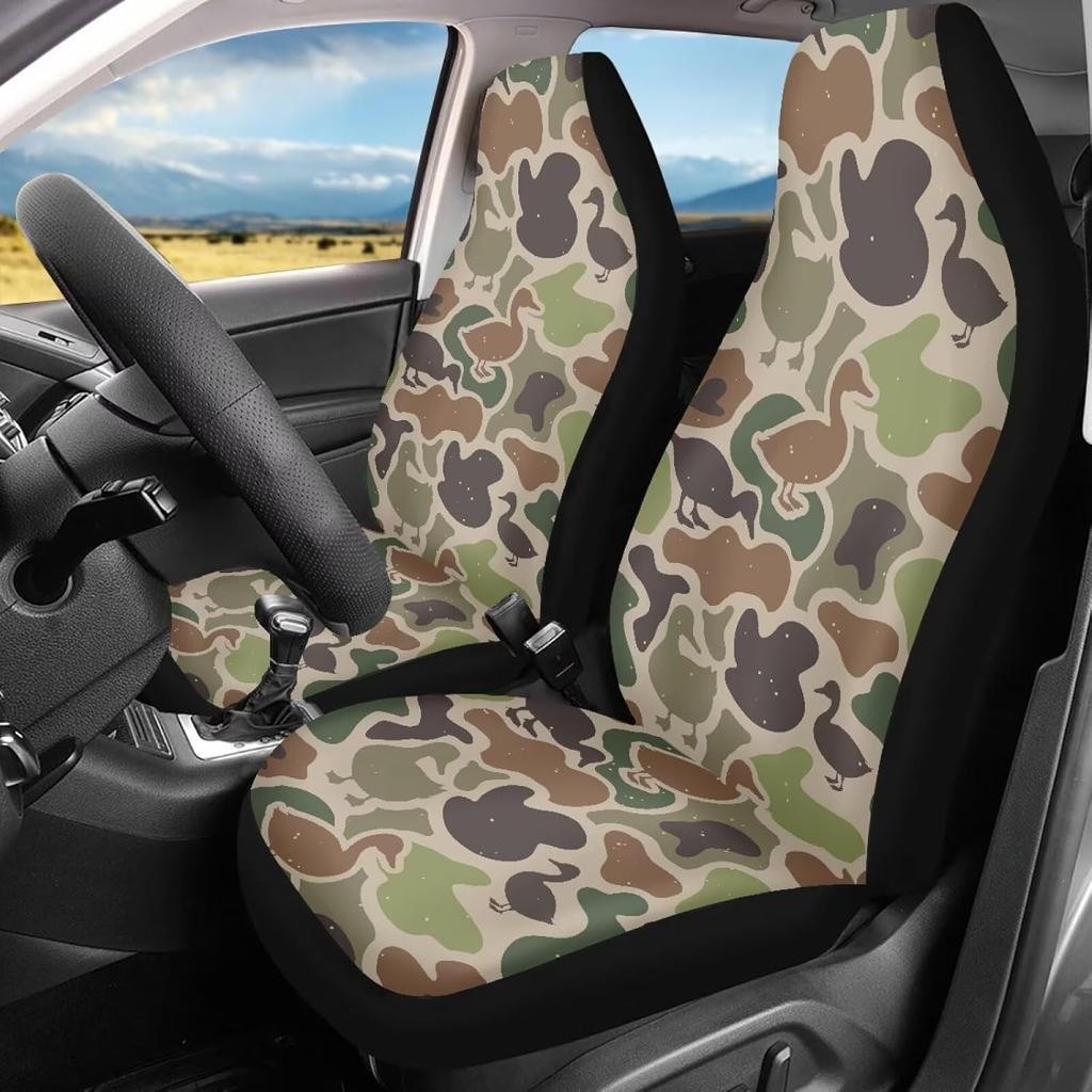 Bulopur Grey Leopard Print Auto Seat Cover for Men Women, Car Front Seats Accessories Interior Decor 2 Pcs Suit All Seasons Use