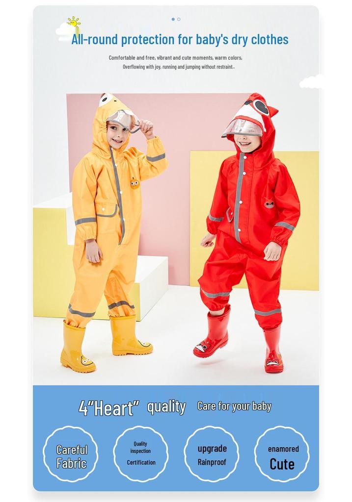 Dinosaur Raincoat: Waterproof, Hooded, Reflective Poncho for Kids & Babies (Unisex, Thick)