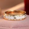 Dazzling Inlaid White CZ Women's Ring Trendy Gold Color Geometry Pattern Daily Wear Party Jewelry Anniversary Gift