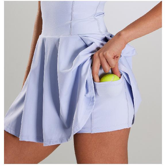 New Waist Hugging Sports Dress With Women'S Zipper, Anti Glare Tennis Suit, Outdoor Running And Fitness Tennis Skirt
