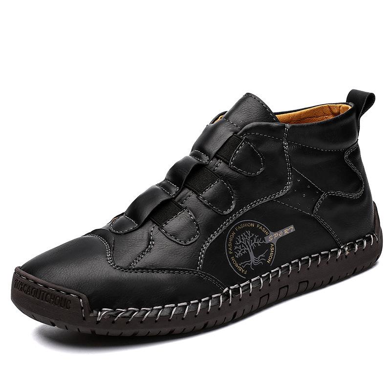 Large Size New Men's Casual Shoes Korean Version of Trendy Foot Leather Shoes Medium and High Top Outdoor Men's Shoes Foreign Trade Shoes