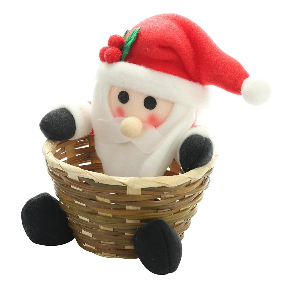 Christmas Decorative Wicker Basket Elf Snowman Santa Claus Food Candy Storage Basket Children's Gift Household Organizer