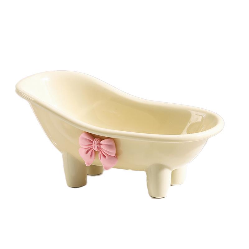 Mini Bathtub Soap Dish with Bow - Drainage Soap Holder