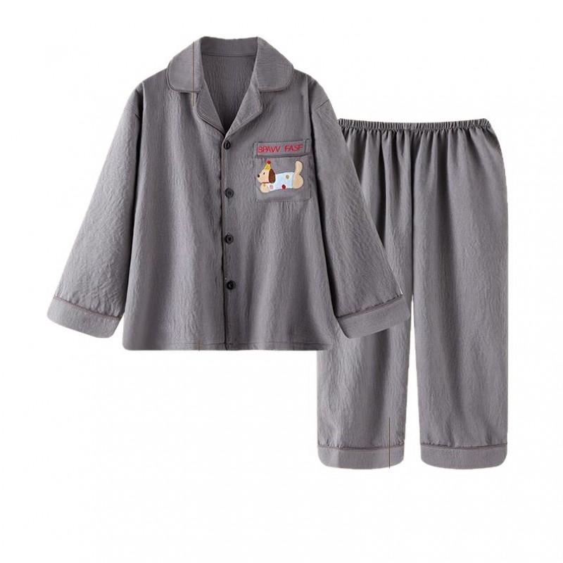 Boys Cotton Pajama Set Long Sleeve Hoodie Sleepwear Kids Teens 2026 Soft Cloud Home Wear