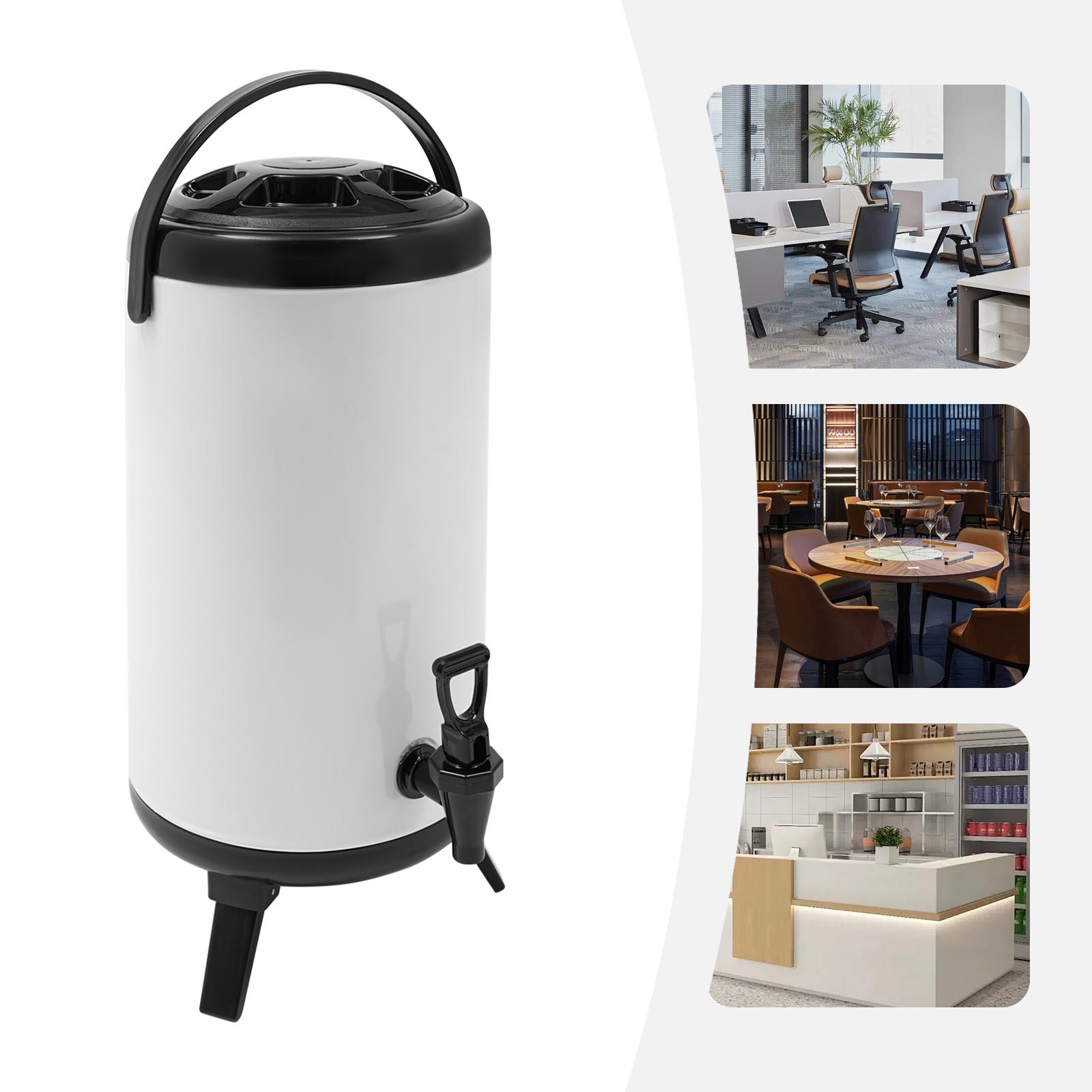 

12-литровый изолированный диспенсер для напитков из нержавеющей стали, Белый круглый диспенсер для горячих и холодных напитков, Настольный для вечеринок белый