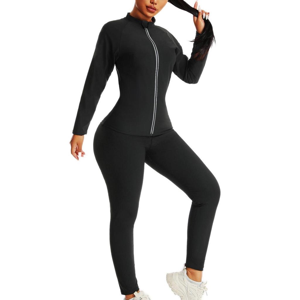 Damen Saunazug Übergröße Europäisch & Amerikanisch: Bauchkontroll-Yoga-Schweißbekleidung, Taillenformende Fitness-Bodyformer