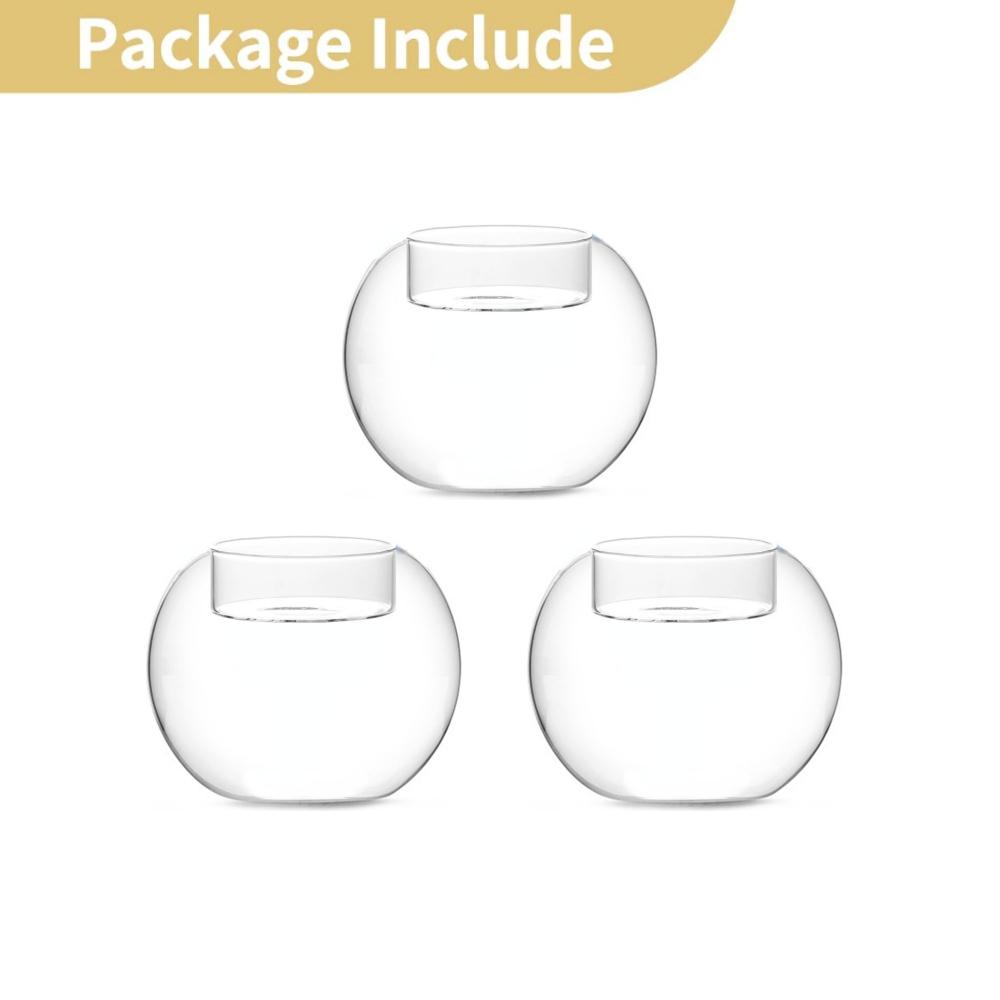 3/6/12PcsTransparent Round Hollow Glass Candle Holder Christmas Wedding Banquet Bar Party Wax Holder Candlesticks Home Decoratio