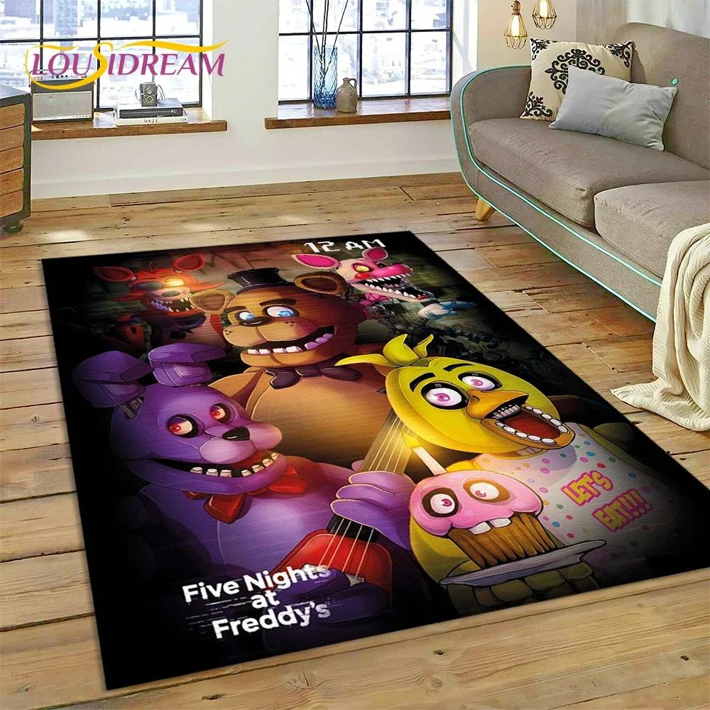 3D Hororová hra FNAF-F Freddy Koberec pro Obývací pokoj Ložnici Domácí Dekorace na Pohovku, Koberec do Dětského Herního Koutku Protiskluzová Podložka Dárek