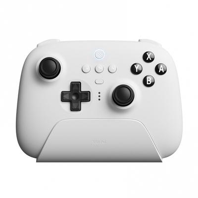 8Bitdo Špičkový Bluetooth ovladač s nabíjecím dokem, bezdrátovým profesionálním ovladačem pro Switch, Windows a Steam Deck (Bílý)