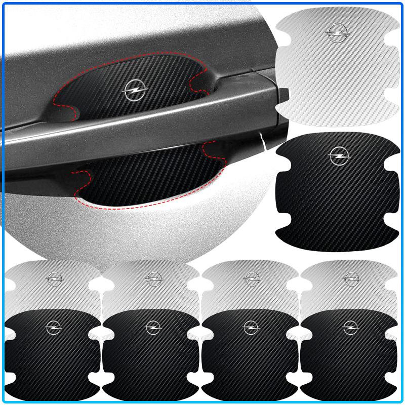 4PCS Carbon Fiber Car Door Handle Protection 3D Sticker Accessories For Opel Astra C G H Insignia J K Zafira B Corsa Vectra C Corsa C
