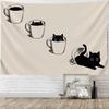 VIKAMA Healing Cat Wall Hanging Black Cat Peeking Out of Teacup Design Bedroom  Living Room Feature Wall Decor