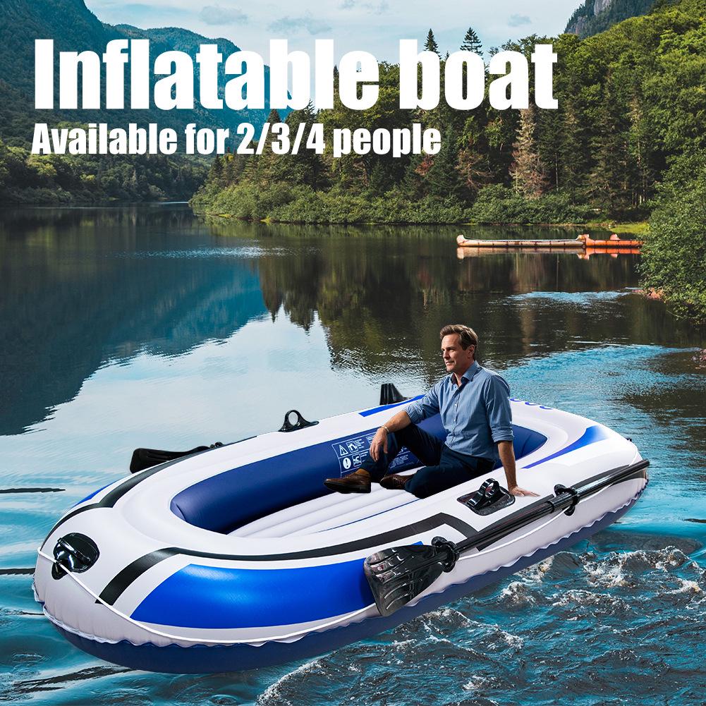Inflatable Kayak and Hovercraft: Durable Rubber Boat for 2-4 People, Ideal for Fishing and Recreation.