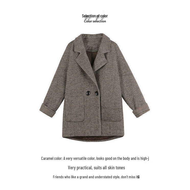 Women's 2025 Spring Woolen Slim Fit Jacket - Korean & British Style