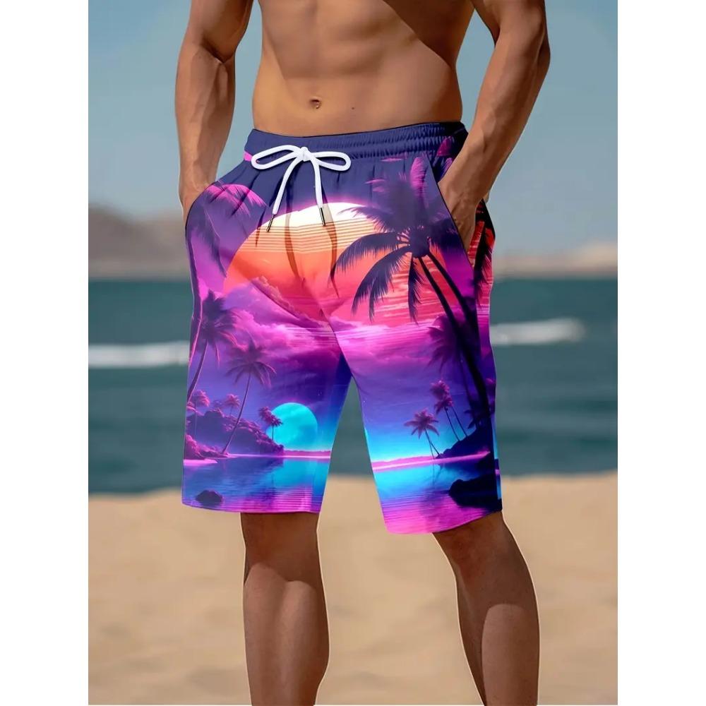 

3D Cocoanut Trees Printing Beach Shorts Palm Tree Graphic Board Shorts For Men Summer New Harajuku Hawaiian Cool Swimming Trunks XL