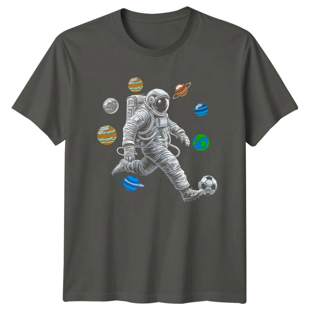 Astronaut Playing Soccer In Space TShirt Space Soccer Universe Birthday Gift S