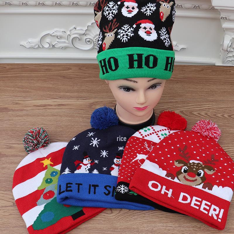 LED Light-Up Knitted Christmas Hat for Adults & Kids - Festive Party Accessory