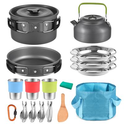TOMSHOO 22pcs Camping Cookware Mess Kit Camping Pot and Pan Cooking Set Outdoor Camping Hiking