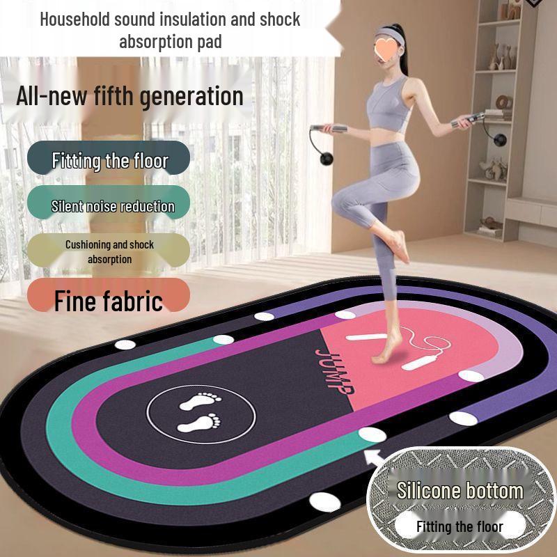 Shock Absorption Yoga & Jump Rope Mat - Thick, Wide, Non-Slip, Soundproof for Home Fitness