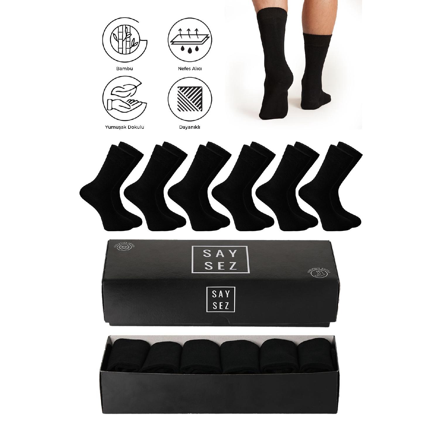 

Bamboo Men s Socket Long Plain Black Socks Seamless Premium Boxed 6 Packs 40-45 чёрный