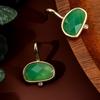 Guofeng Cutting Process Emerald Zircon Inlaid Light Luxury Temperament Simple Trend Earrings