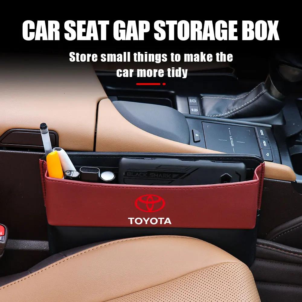 Leather Car Seat Gap Organizer Crevice Storage Box Bags Car Goods For Toyota Prado Rav4 Yaris Hilux Prius Avensis Corolla Camry