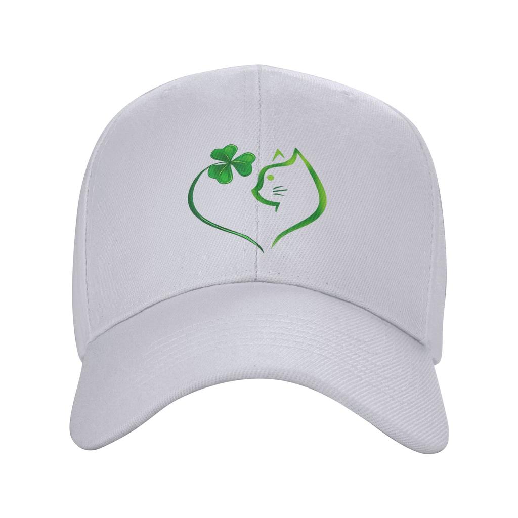 Shamrock Cat Heart St Patricks Day Cat Lovers Cat Mom Baseball Cap Summer Trucker Hat Sunscreen Snapback Cap Women Baseball Cap