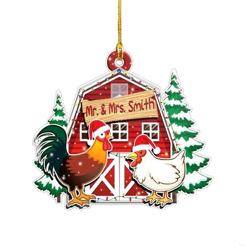 Christmas Chicken Hanging Pendant for Christmas Tree Car Keyring Decoration 2026 X3UC