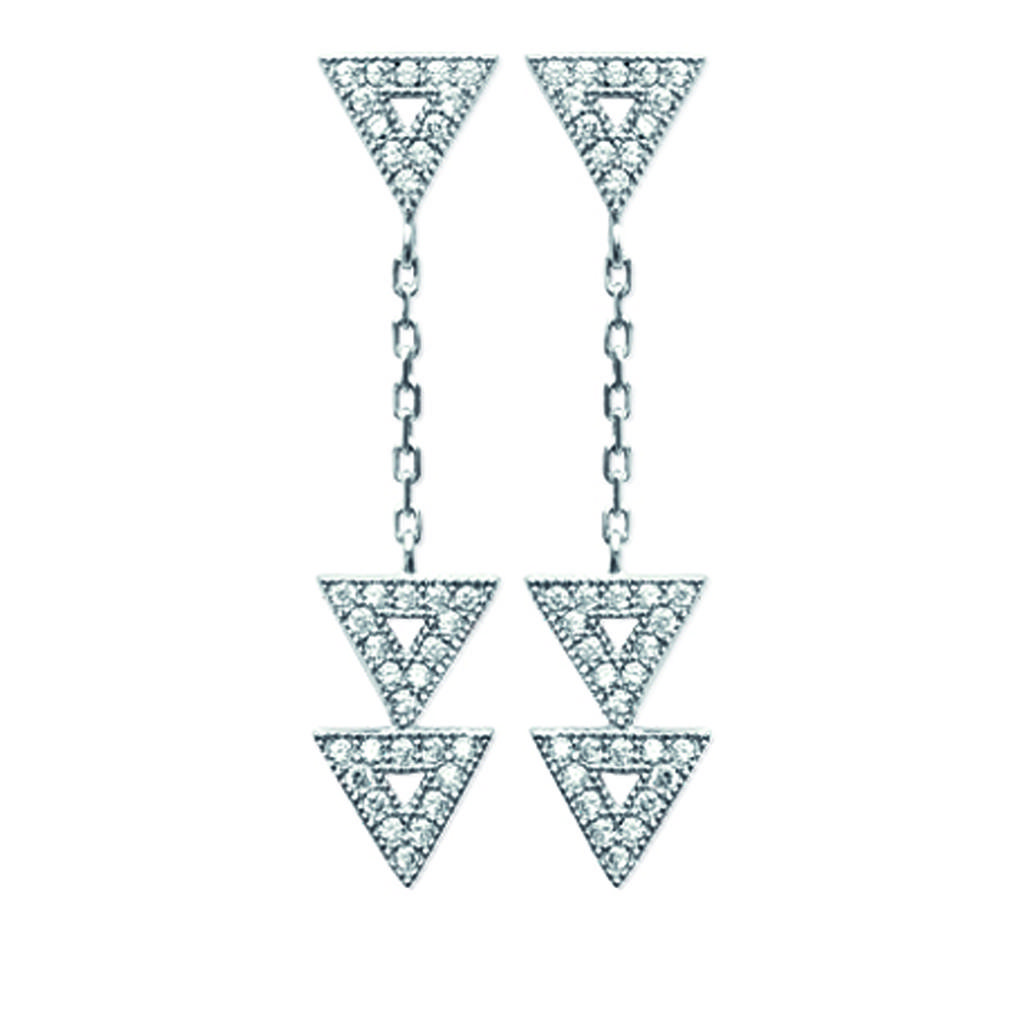 Les Trésors De Lily [N3994] - Silver 'Triangle' Silver Earrings (rhodium-plated) - 12x8 Mm
