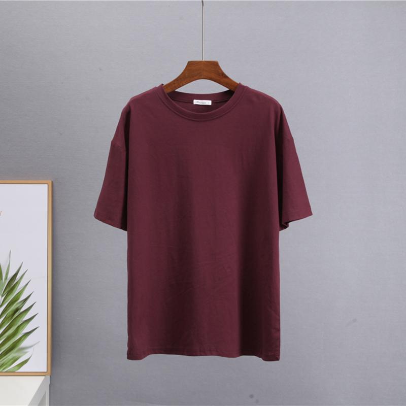 Hirsionsan Basic Cotton T Shirt Women Summer New Loose Solid Tees 19 Colors Casual Loose T Shirt Female Oversized O Neck Female Tops