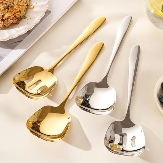 Stainless Steel Soup Spoon Kitchen Flatware Spoon Large Head Serving Ladle for Restaurant Cafeteria Buffet Home