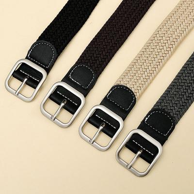 Elastic Braided Belt for Young Female Student Military Training Pants Casual Belt Belt Belt Men Canvas Belt Men