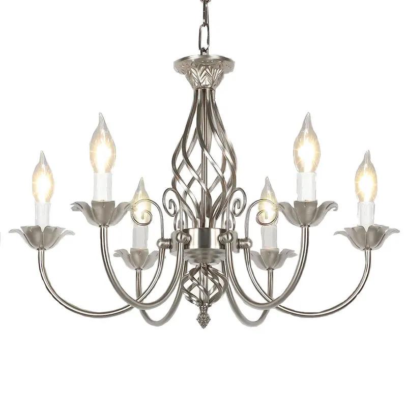 Farmhouse Chandelier Bronze , Rustic 6 Light French Country Iron Pendant Light Fixture, Vintage Metal Chandelier for Dining