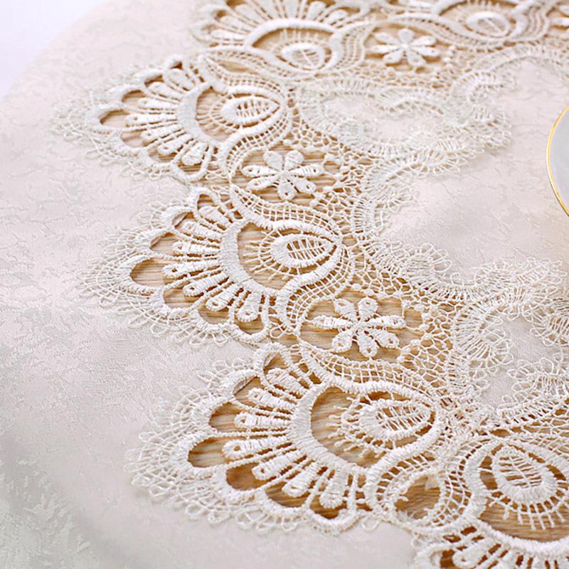 Luxury Tribute Silk Jacquard kulatý ubrus Krajkový ubrus Obývací pokoj Zkrášlující Dekorativní ubrus