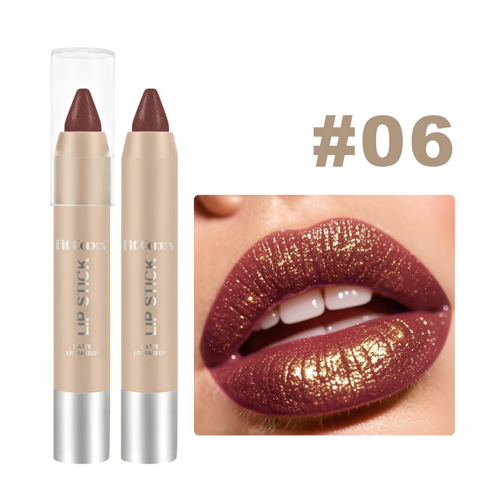 

6 кольорів Блискуча перламутрова помада-олівець Яскравий та сяючий дрібний мерехтливий олівець-лайнер для губ Плавний, об ємний, зволожуючий стик для макіяжу