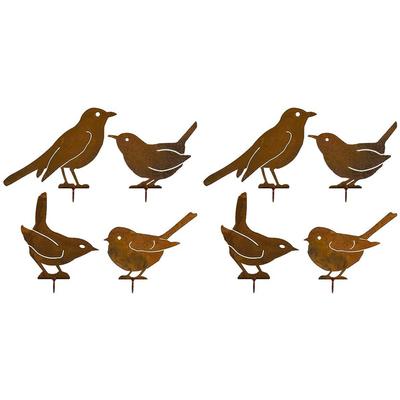 8x Oiseau en Métal Rouillé Oiseau en Fer Forgé Oiseau en Métal Imperméable Statue d'Oiseau Art de Parc Extérieur Décorations de Jardinage