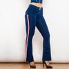 Shascullfites Melody Fashion Flare Jeans White Red Side Stripe Butt Lifting Female Casual Dark Blue Denim Bell Pants Elasticity