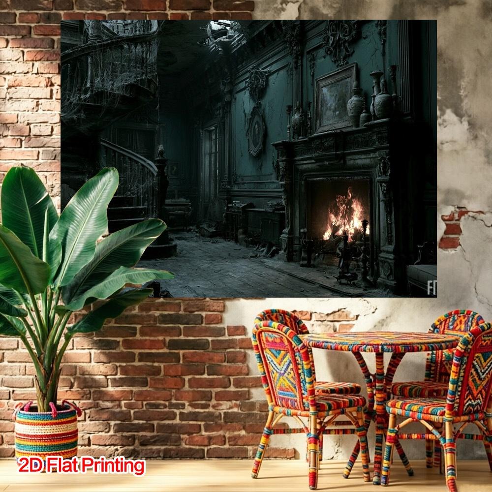 Photography backdrop (2D flat surface) - 1 piece in package. Halloween ghost house photography backdrop.PMJ