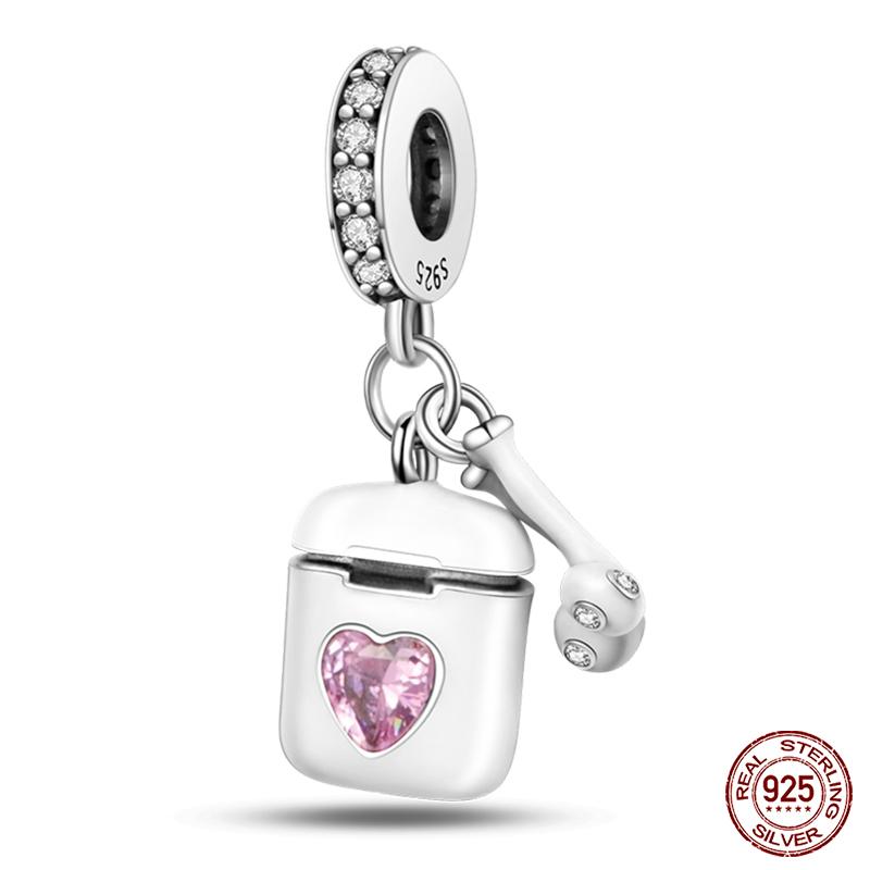 Copper Pink Collection Heart Shape Charm Beads For Brand Original Bracelet Diy Jewelry Gift